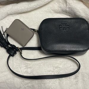 Tory Burch Perry Bombé leather crossbody bag + compact wallet